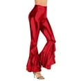 thumbnail image 4 of Landzoo One High Gloss Flared Pants Elegant Casual Trousers With Asymmetric Hem Wide Leg Bootcut Design For Stage Performance And Daily Wear Soft Beautiful Women's Casual Pants, 4 of 6