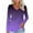 Purple, variant on aidice Tops for Women Casual V Neck Long Sleeve Fitting Shirts Comfy Fall Gradient Color Blouses Tops