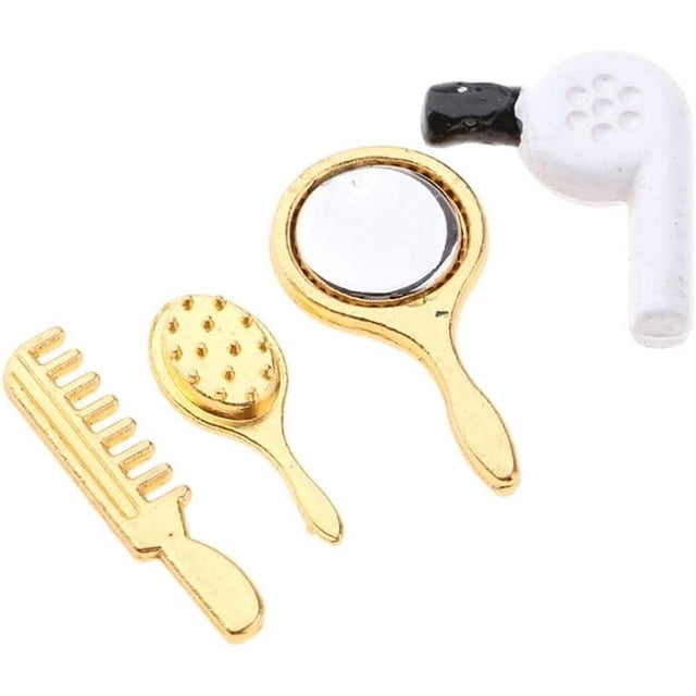 Miniature Comb Hair Dryer Mirror Makeup Set /12 Dollhouse Decorations