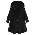 thumbnail image 2 of Women‘s Casual Solid Color Pocket Button Loose Hooded Coat, 2 of 4
