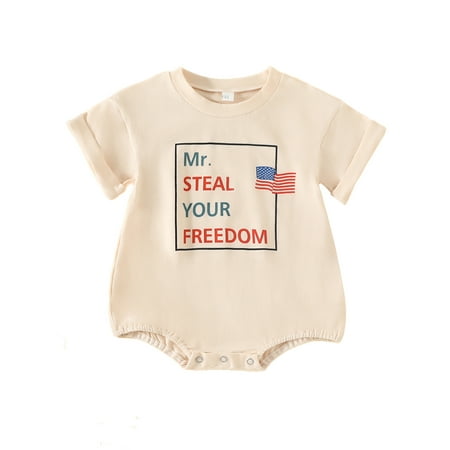 

Wassery Infant Baby Girls 4th of July Jumpsuits America Flag Short Sleeve Romper Summer Independence Day Clothes