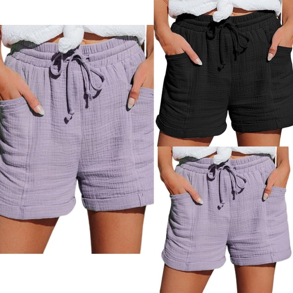 Womens Cargo Shorts JIANLAI Women’s Short Pants Cute and Elegant, Large Size, Loose and Wide-Leg Short Pants for Women, Cotton Fabric S-XXL Blue