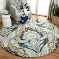 thumbnail image 2 of SAFAVIEH Wyndham Eglantine Damask Wool Area Rug, Blue/Multi, 7' x 7' Round, 2 of 7