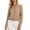 Khaki, variant on Cropped Cardigan Sweaters for Women Ruffle Botton Up Long Sleeve Knit Cardigans Casual Crew Neck Fall Sweater,Light Blue