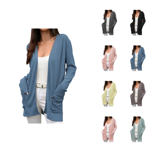 Women's Knit Cardigan Long Sleeve Open Front Sweater Casual Loose Fit Pocket Outwear For Fall Winter Spring Cardigan Sweaters for Women