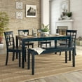 thumbnail image 2 of Lexington Large Dining Set with Bench and 4 Window Back Chairs, Dark Denim, 2 of 7