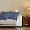 thumbnail image 2 of 2-Pieces Cotton Navy Embroidered Quilted Pillow Shams Euro Size, 2 of 4