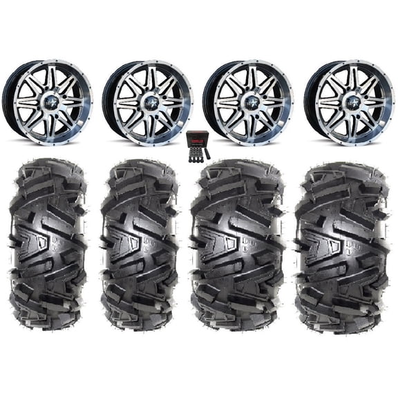 MSA Dark Tint Vibe 14" UTV Wheels 28" Moto MTC Tires Polaris RZR XP 1000 / PRO XP / Ranger XP 900/1000