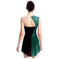 thumbnail image 3 of Aiihoo Womens Figure Skating Dance Dress Sparkly Color Block Sleeveless Skirted Leotard Dress Green M, 3 of 7