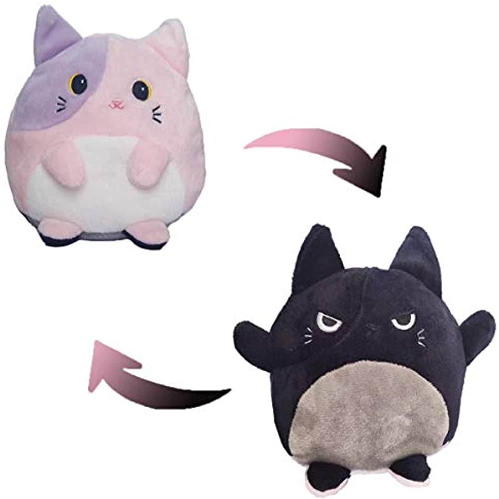 Cute Double-Sided Flip Reversible Cat Plush Dolls Toys Lover Animals Doll Gift 