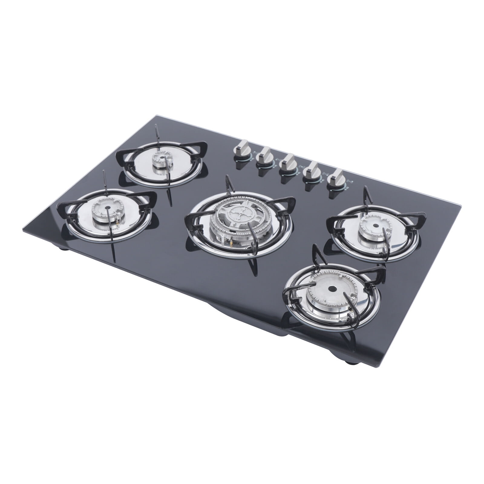 30Inch Built-in 5 Burner Cooktop Stove LPG/NG Gas Hob Countertop Tempered Glass for Home,Restaurants