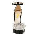 thumbnail image 4 of FSJ Women Rhinestone Bowknot Closed Toe Sandals Clear Upper Ankle Strap D'orsay Pumps Platform High Spool Chunky Heels Wedding Party Shoes Size 14 Black, 4 of 5