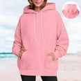 thumbnail image 3 of Makaor Womens Hoodies Pullover Tunic Sweatshirt Fleece Long Sleeve Tops Solid Oversized Drawstring Clothes, 3 of 8