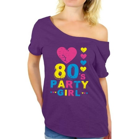 Awkward Styles 80s Party Girl Shirt 80s Girl Shirt 80s Girl Costume 80s Outfit Off Shoulder I Love the 80s Shirt Womans 80s Accessories 80s T Shirt Vintage Rock Concert T-Shirt 80s Costume 80s Clothes