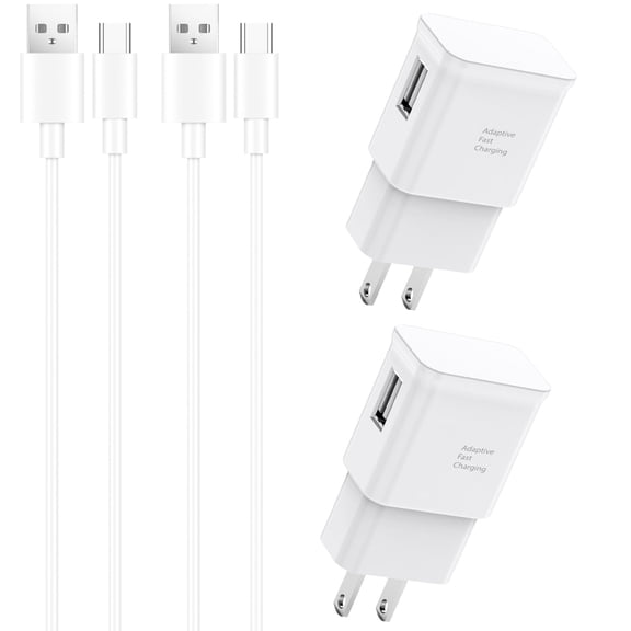 pannbo Fast Charger Block 2-Pack with 6FT Type C Cable, Android Phone USB Wall Charging for Samsung Galaxy S24/S23/S22/S21, Note 20/10, A54/A53/A52, S10/9/8 Plus
