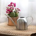 thumbnail image 1 of Elegante regadera de acero inoxidable, gran decoración con superficie dorada pulida a mano para invernadero de oficina en casa, gran entrada de agua para riego eficiente, plata, 1000 ml, 1 of 6