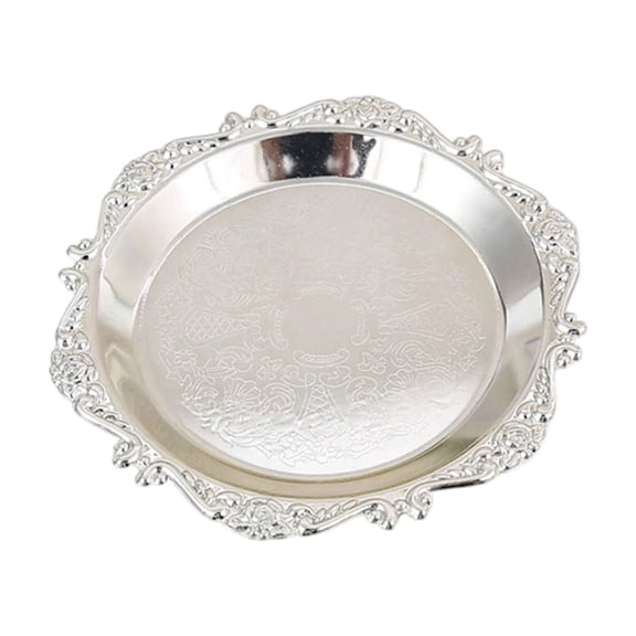 Elegant Embossed Metal Tray, Versatile Dessert and Snack Serving Dish, Stylish Jewelry and Accessory Organizer, Ideal for Home Decor and Gift Giving, Perfect for Parties