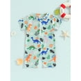 thumbnail image 2 of CIYCuIT Toddler Baby Boys Rash Guard Swimsuit Rompers Dinosaur Print Short Sleeve Zipper One Piece Swimwear 6M 12M 18M 24M 3T 4T Kids Casual Summer Bathing Suit, 2 of 8