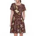 thumbnail image 1 of Balery Coffee and Flowers Vestidos sueltos de manga corta para mujer, vestidos de verano 2025, vestidos casuales de corte A con vuelo., 1 of 6