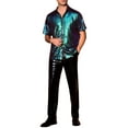 thumbnail image 2 of INSPIRE CHIC Sequin Shirts for Men's Glitter 70s Disco Shirt Button Down Short Sleeve Metallic Tops XL Green, 2 of 6