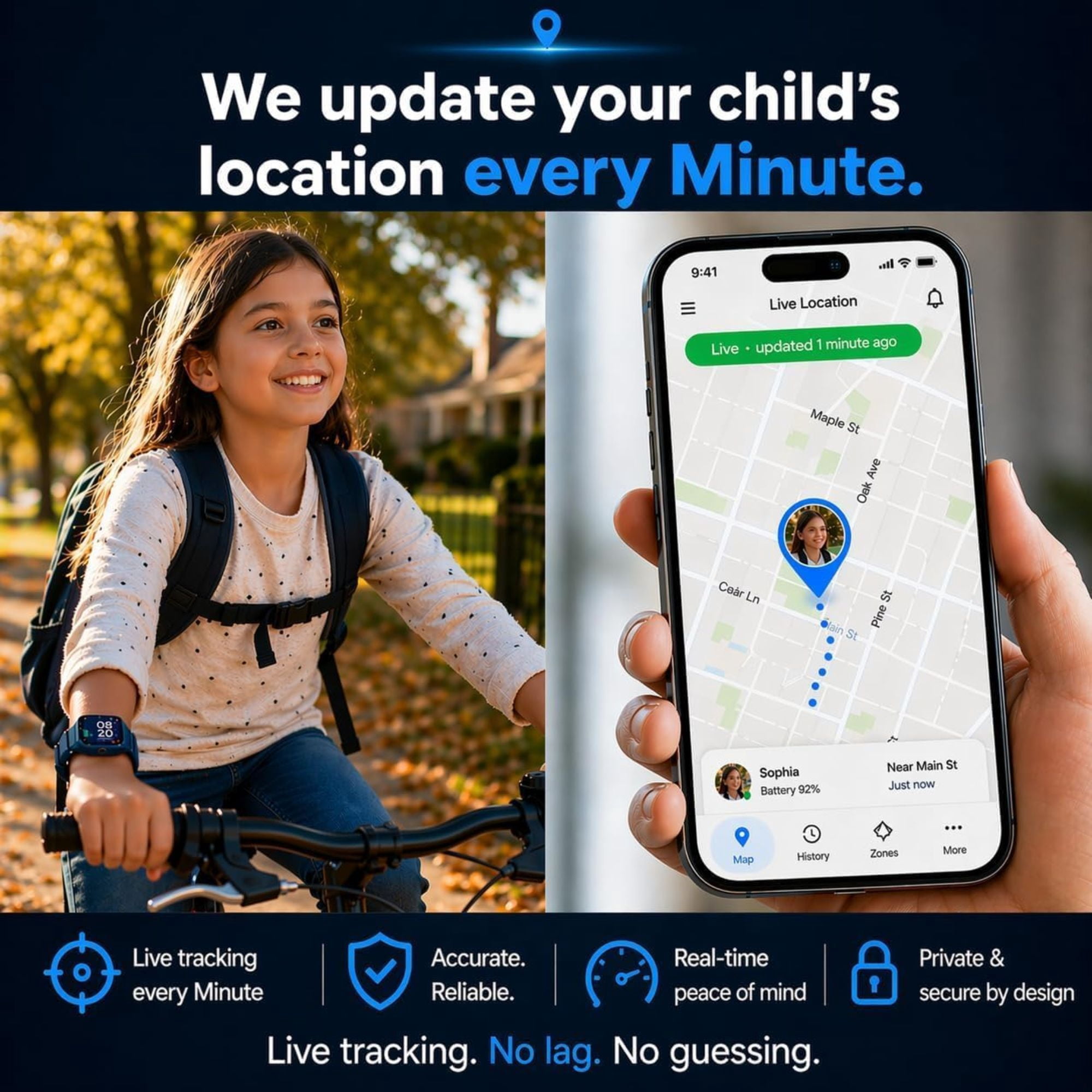 EmojiKidz Kids Smartwatch with GPS Tracker, 4G Calling & Texting, Parental Controls, SOS Button, Geo-Fencing – Safe First Phone for Children, Black