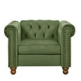 thumbnail image 2 of Accent Chair, Modern Velvet Button Tufted Upholstered Armchair with Rolled Arms and Nailhead Trim Accent Sofa with Padded Cushion & 2 Pillows, Comfy Single Sofa Chair for Living Room, Green, 2 of 5