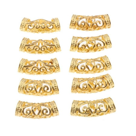 

10x Dreadlocks Beads Metal Cuffs Hair Decoration Tubes Pendants 0.8cm - B