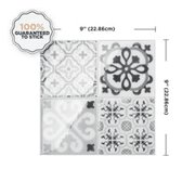 Smart Tiles Peel and Stick Backsplash, 5 Adhesive Tiles, Vintage Black/Grey/White, 9x9