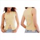 thumbnail image 3 of Camiseta Sin Mangas de Verano para Mujer, de Punto, con Cuello Redondo, Botones Delanteros y Canalé, Ajustada, Sin Mangas, Color Amarillo, Talla L, 3 of 9