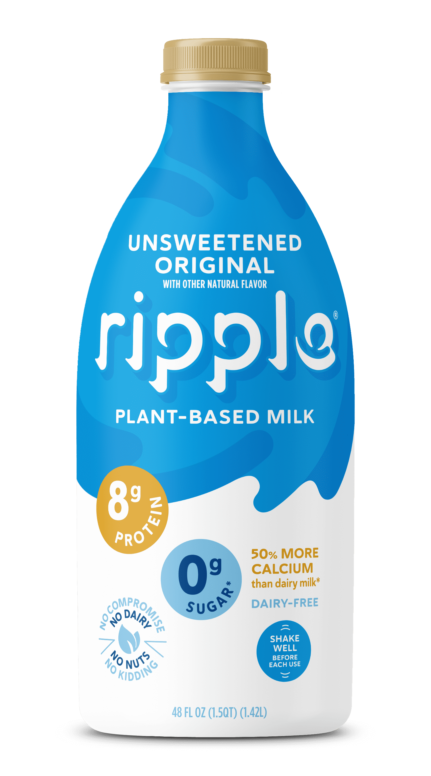 Ripple Unsweetened Original Nutritious PlantBased Milk, 48 fl oz