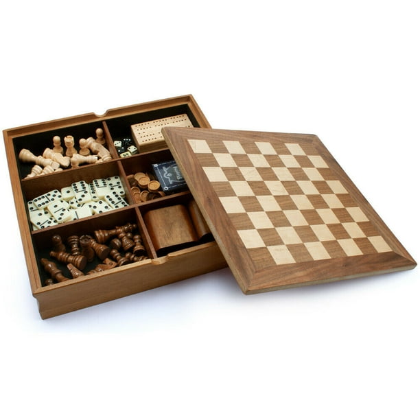 7in1 Chess/Checkers/Backgammon/Dominoes/Poker/Cribbage Board Game
