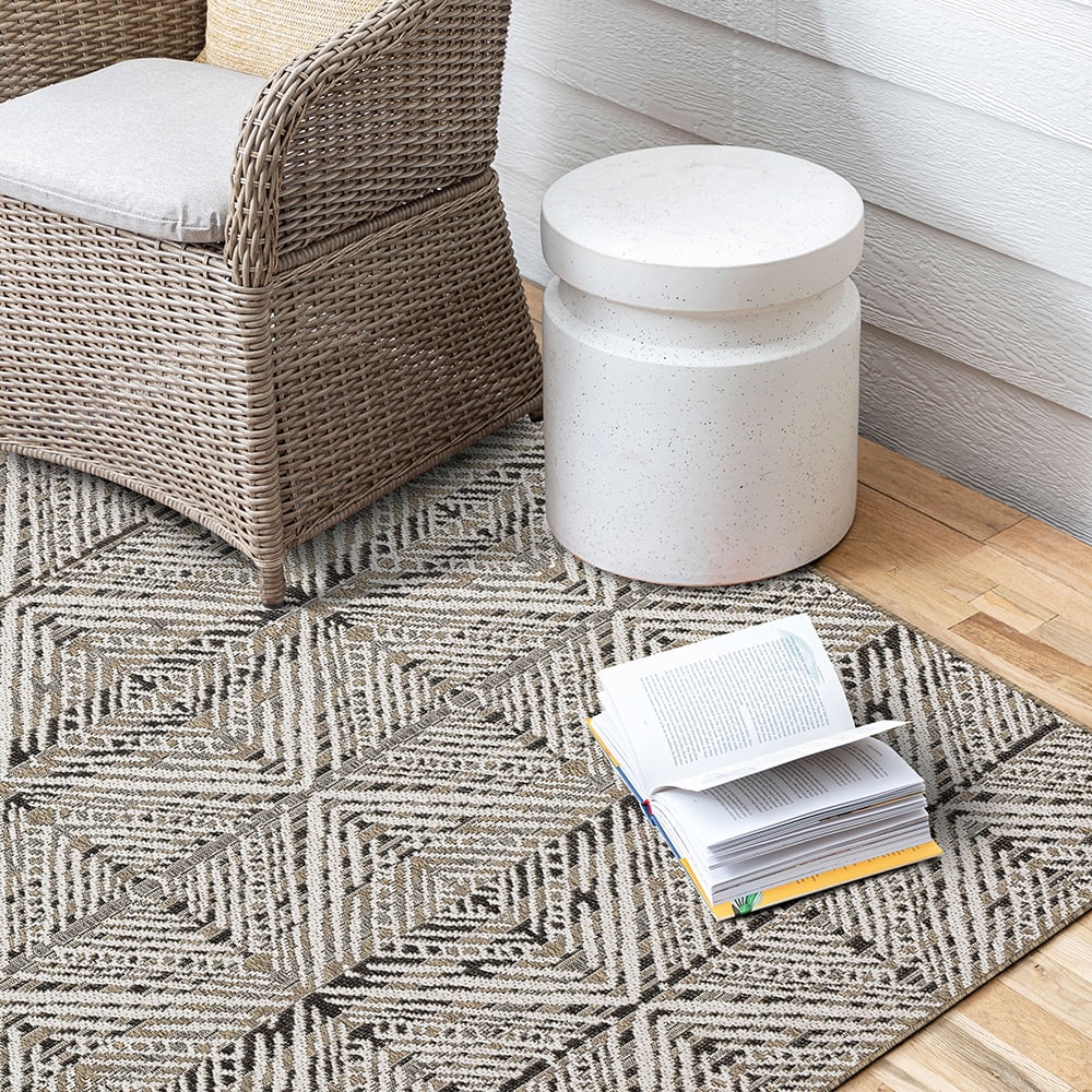 Mohawk Home Taos Geometric Outdoor Area Rug, Dark Grey, 10' x 13'