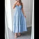 thumbnail image 4 of Vestido de Verano Sin Mangas con Cuello Halter para Mujer, Estilo Bohemio, Informal, con Espalda Descubierta y Fluido Azul M, 4 of 8
