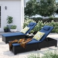 thumbnail image 6 of 3 Pcs Patio Chaise Lounge with Coffee Table Cushion&Pillow Outdoor Lounge Chair Chaise Lounger Patio Reclining Chair 5 Angle Adjustment PE Rattan for Courtyards Poolside Garden, 6 of 10