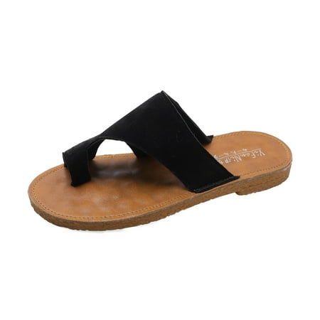 

Womens Flats Sandals - Comfortable Walk Thong Sandals - Summer Gladiator Corrector Flat Shoes Orthopedic Toe Ring Slides Flip Flops