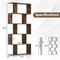 thumbnail image 3 of Giantex 5-Tier Bookcase, Freestanding Room Divider Bookshelf w/Open Display Shelves, Wood S-Shaped Storage Organizer, Brown, 3 of 8