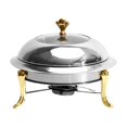 thumbnail image 3 of Chafing Dish,Stainless Steel Chafing Dish Small Hot Pot,Alcohol Food Warming Tray Large Capacity,Parties Dinners Catering Buffet Warmers Sets,Food Pans Solid Fuel Boiler Small gold 26cm, 3 of 8