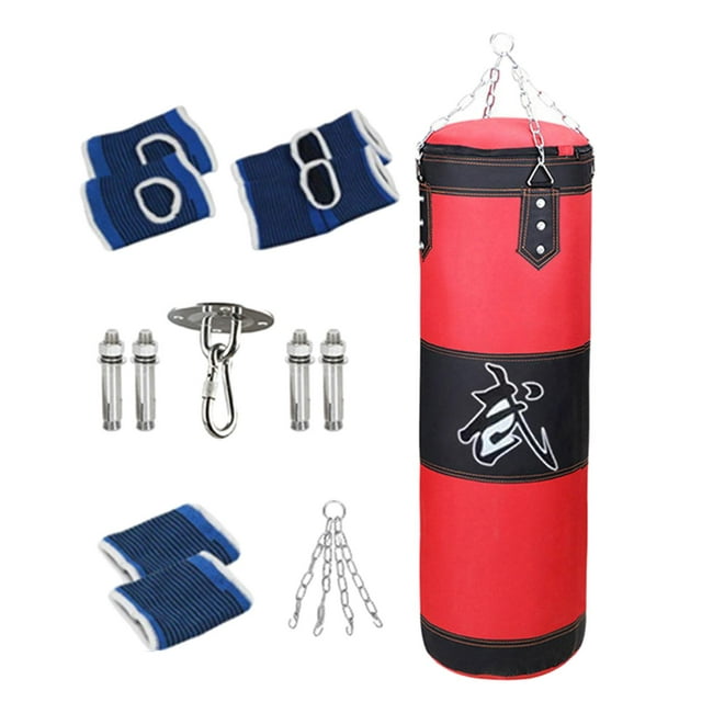 S SERENABLE Sac de Boxe Sac Lourd Protège-Poignets Suspendu Sac Non Rempli Sac de Frappe Remplissable pour Rouge 120cm