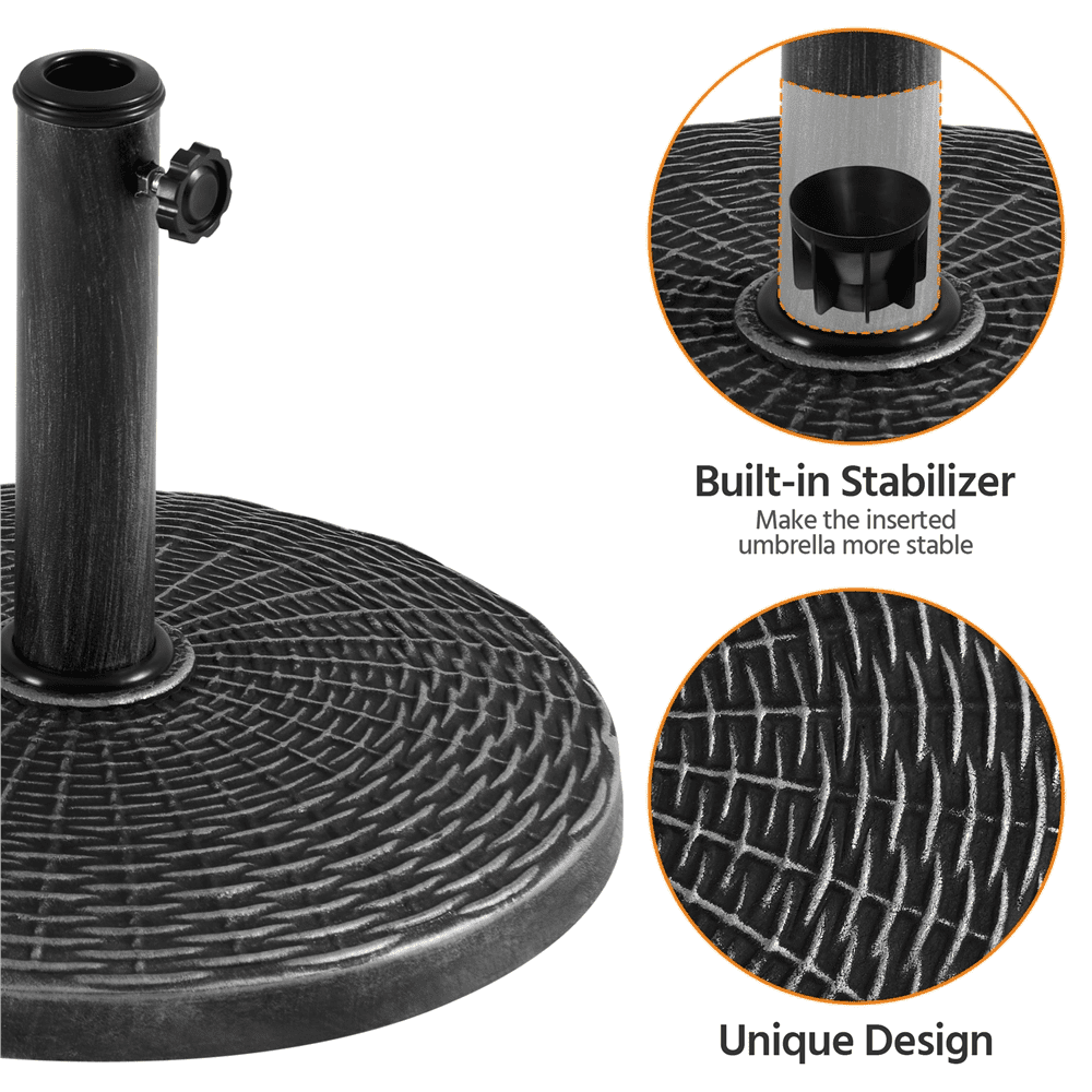 Renwick Patio Market Umbrella Base with Water-Resistant Coating, Rustic Silver