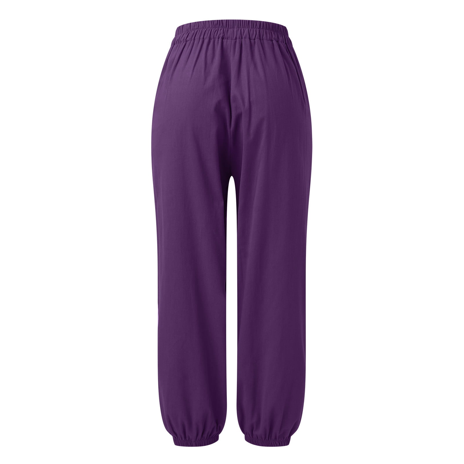 Green Dragon Womens Lounge Pants Small Purple Crop Elastic Waist