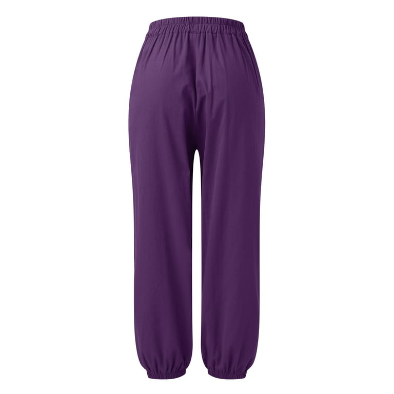HUPOM Womens Dress Pants Stretchy Pants For Women Legging Low Waist Rise  Full Slim Bootcut Purple 2XL