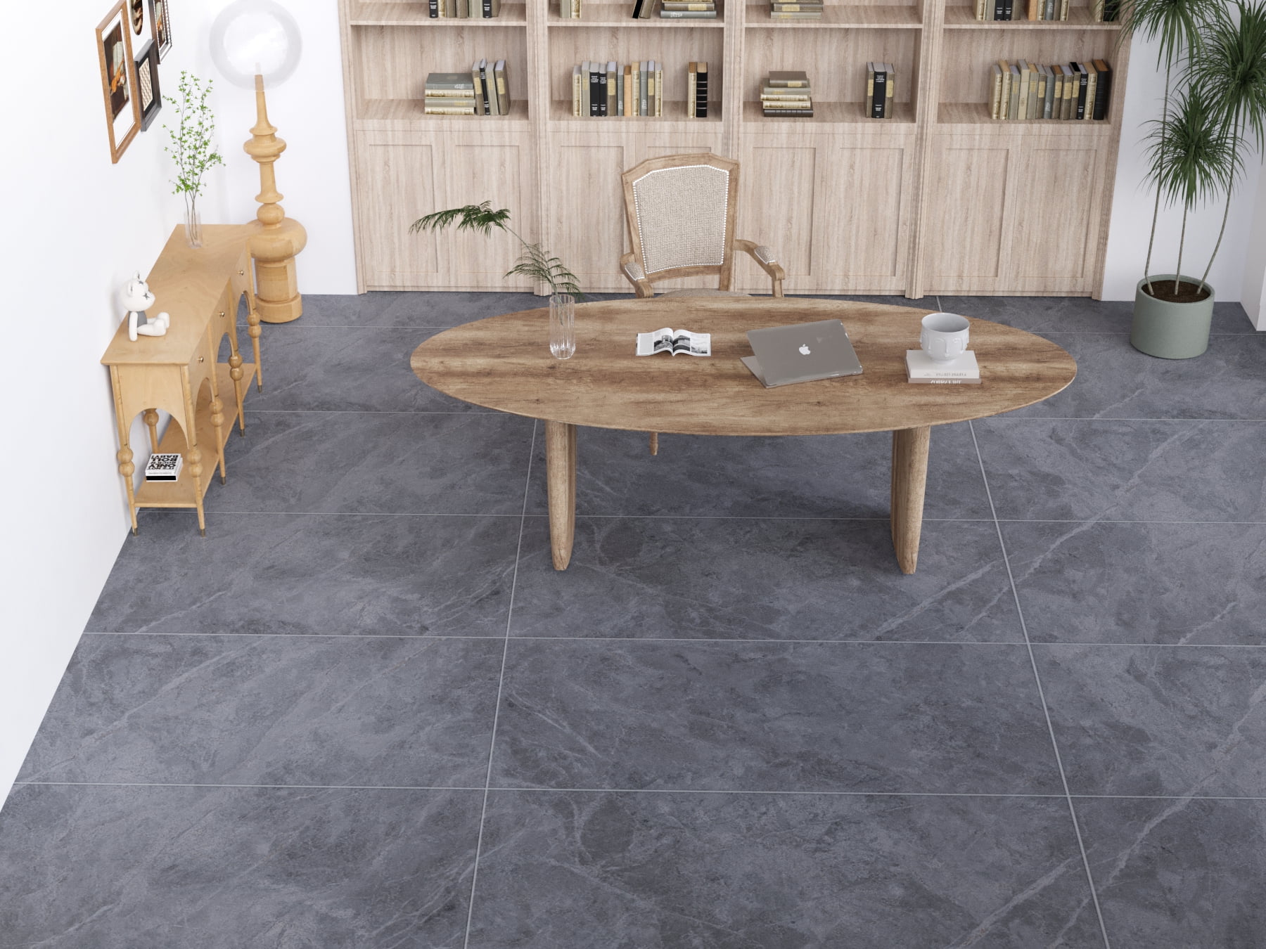 Oxdigi Vinyl Flooring Roll 39.3x118 inches, PVC Leather-Like Linoleum Floor Covering with Tape, Removable- No Adhesive Backing Gray Marble