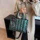 thumbnail image 4 of Bolsos Bandolera Bolso Con Asa Superior Algodón Acolchado Grande Mujer Con Bufandas Verde, 4 of 6