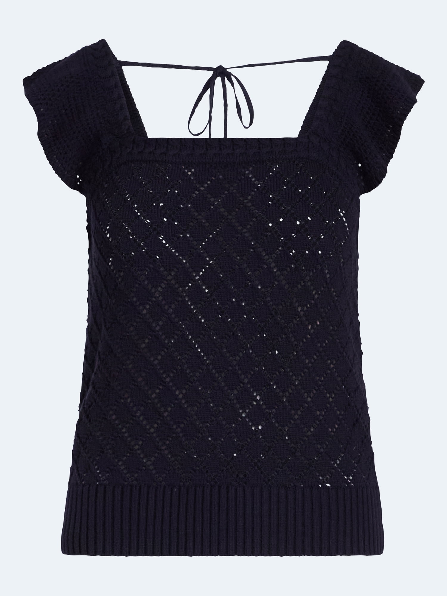 Free Assembly Women's and Women's Plus Square Neck Cotton Sweater with Flutter Sleeves, Sizes XS-4X