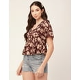thumbnail image 4 of Moomaya Printed Peplum Top For Women Peter Pan Collar Flutter Sleeves Summer Top, 4 of 8