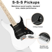 Glarry 6 Strings Right Hand Electric Guitar Package for Beginner,White
