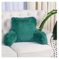 thumbnail image 3 of Faux Fur Bedrest Reading Pillow with DIY Filling, Need Assembly, 20" x 18" x 17"，Teal Green Backrest Armrest Pillow Chair Back Support for Sitting up in Bed, 3 of 7