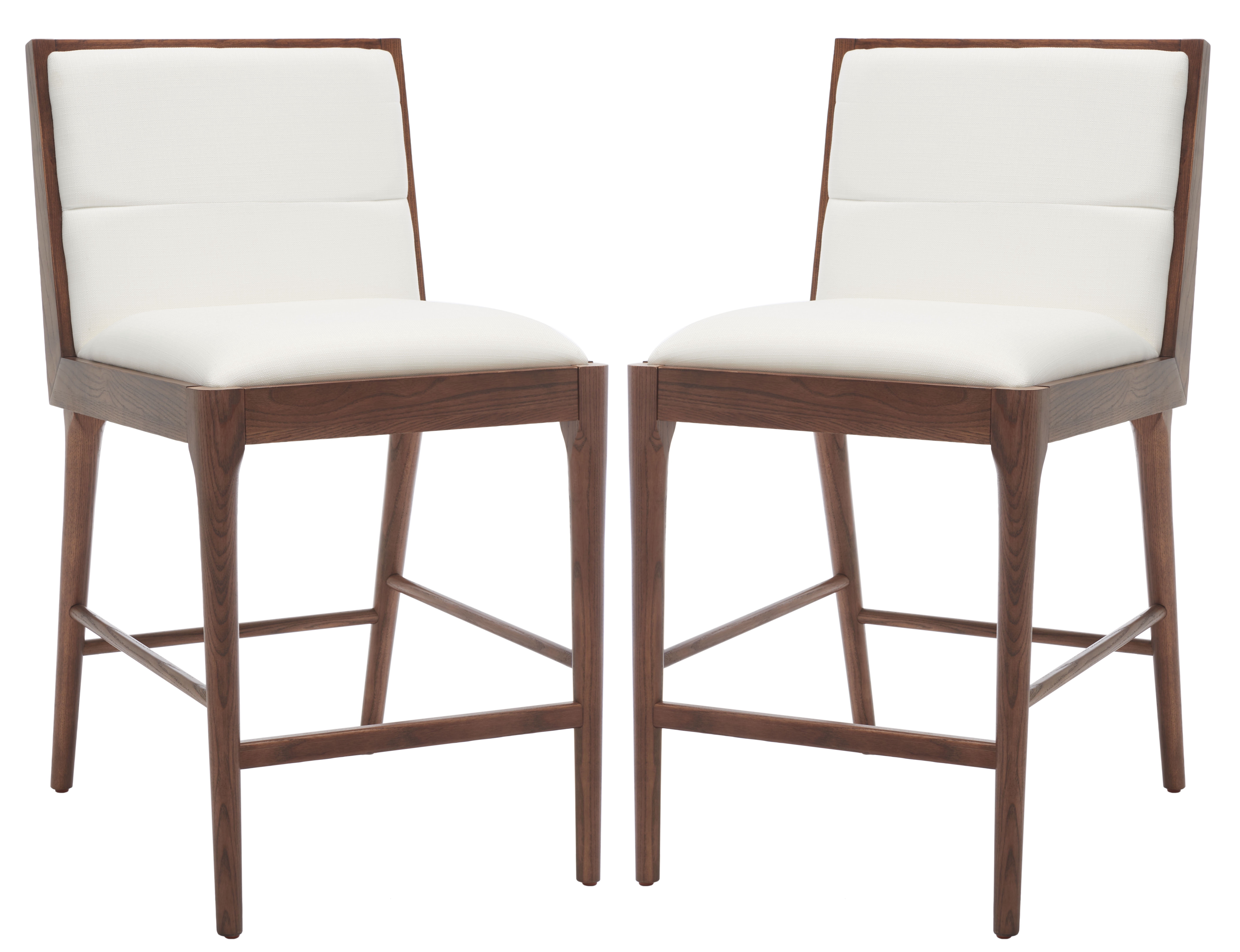SAFAVIEH Couture Laycee Square Mid Back Bar Stool, Walnut/White (Set of 2)