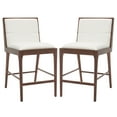thumbnail image 2 of SAFAVIEH Couture Laycee Square Mid Back Bar Stool, Walnut/White (Set of 2), 2 of 14