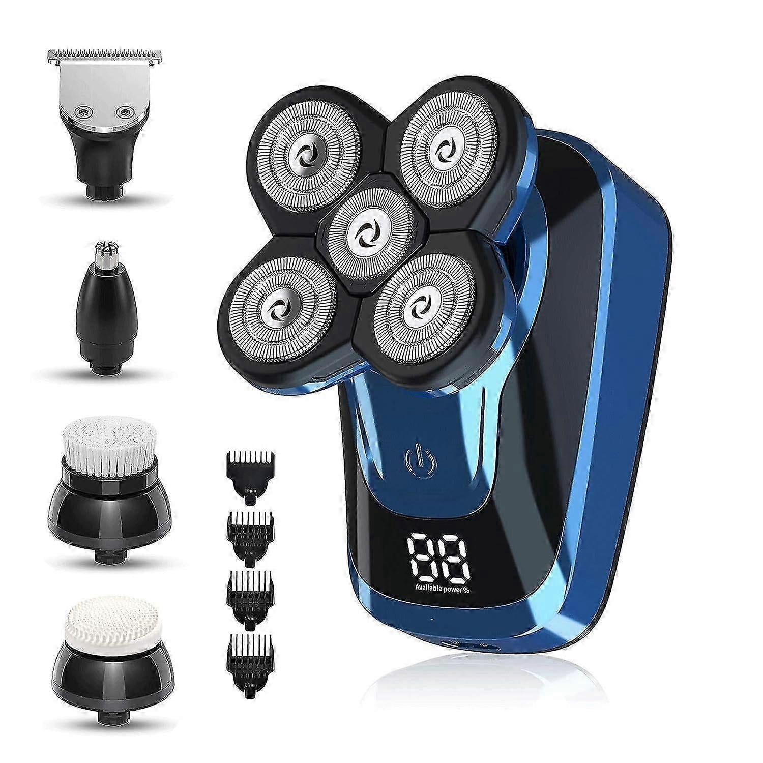 Electric Shavers compatible Men Bald Head Shaver LED Display 5-in-1 Faster-Charging 5D Floating Waterproof Electric Rotary Shaver_Perfect Gift